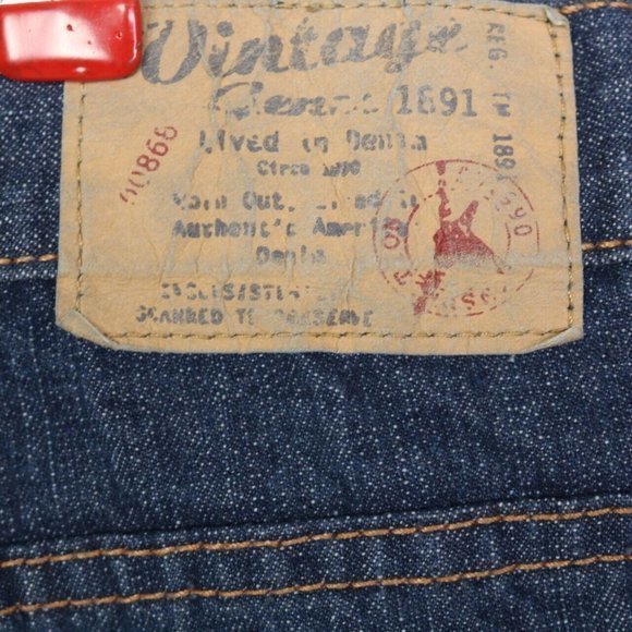 Vintage Genes 1891 Slim Straight Jeans Dark 48‎ X 32 Actual 45 X 30 - Picture 10 of 12